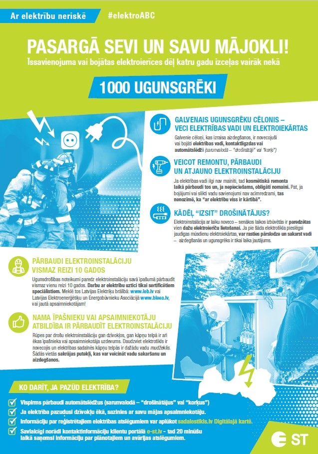 Aicina iedzīvotājus pārliecināties par īpašuma elektrotīkla drošību