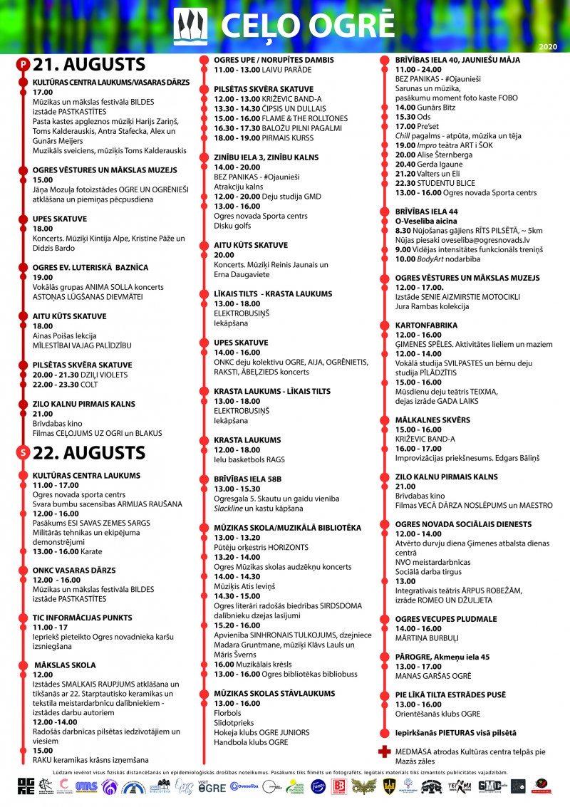 21. un 22. augustā CEĻO OGRĒ