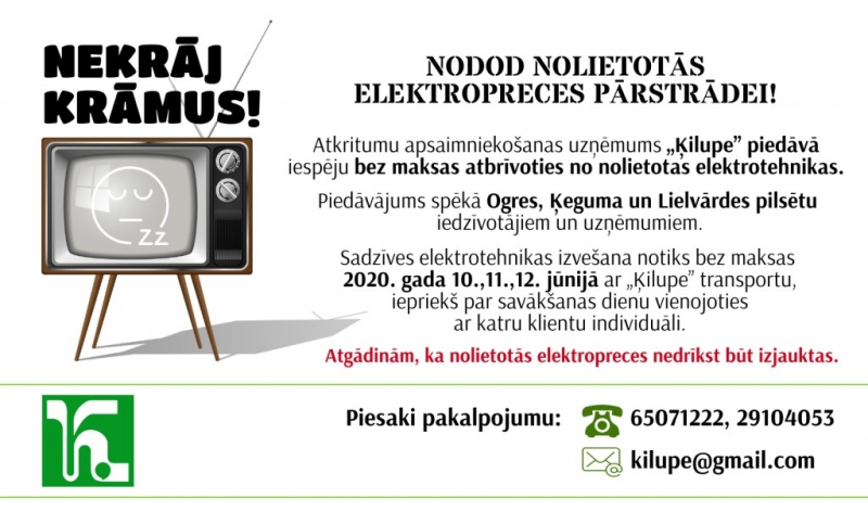 Aicina ērti atbrīvoties no nolietotās elektrotehnikas