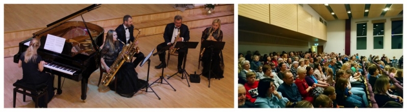 Rīgas Saksofonu kvartets sniedz koncertu Ogres Mūzikas skolā