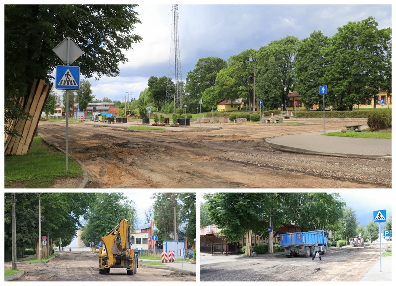 Skolas ielā rit pārbūves darbi,  transporta kustība slēgta