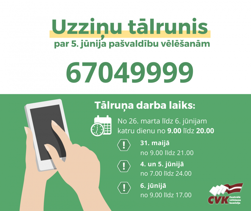 Darbu sācis CVK uzziņu tālrunis par velēšanām