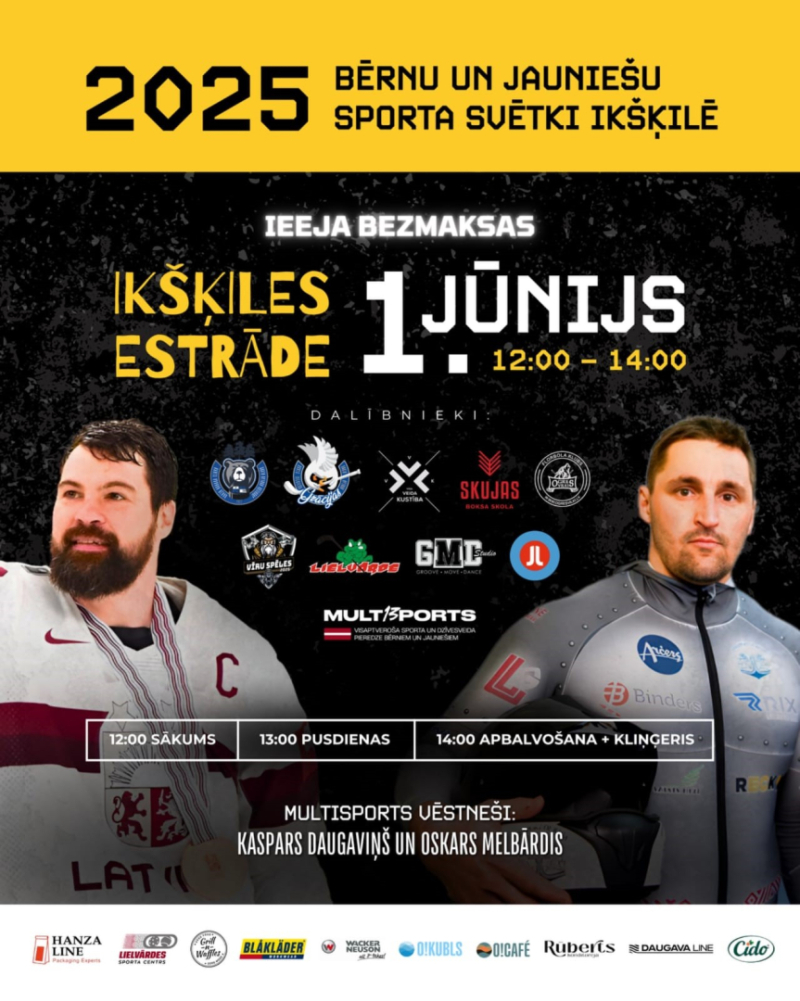 Sporta svētki bērniem Ikšķiles estrādē 1. jūnijā no plkst. 12.00 līdz 14.00