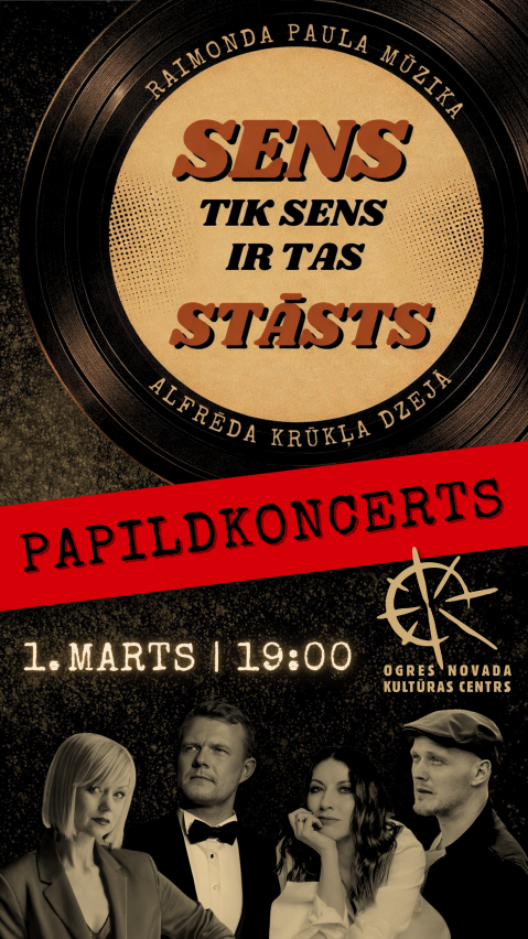 Afiša ar informāciju par papildkoncertu un mākslinieku fotoattēliem