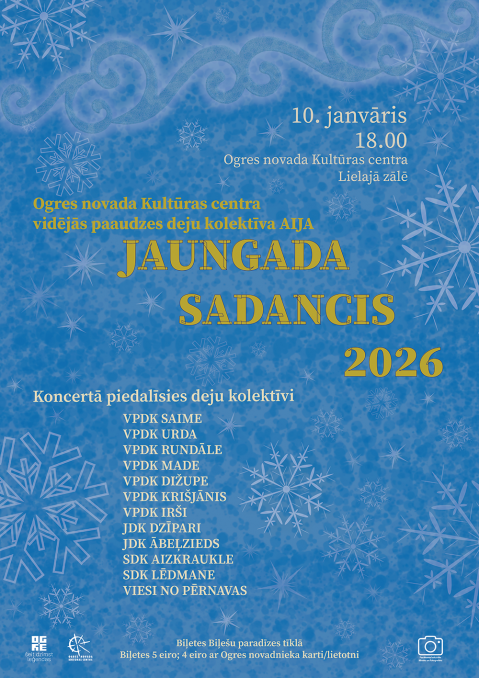 Ogres novada Kultūras centra Vidējās paaudzes deju kolektīva AIJA koncerts JAUNGADA SADANCIS 2026.