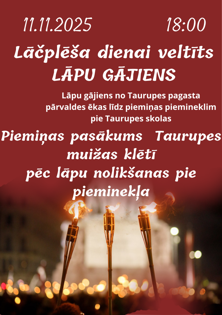 Lāčplēša dienas lāpu gājiens Taurupē