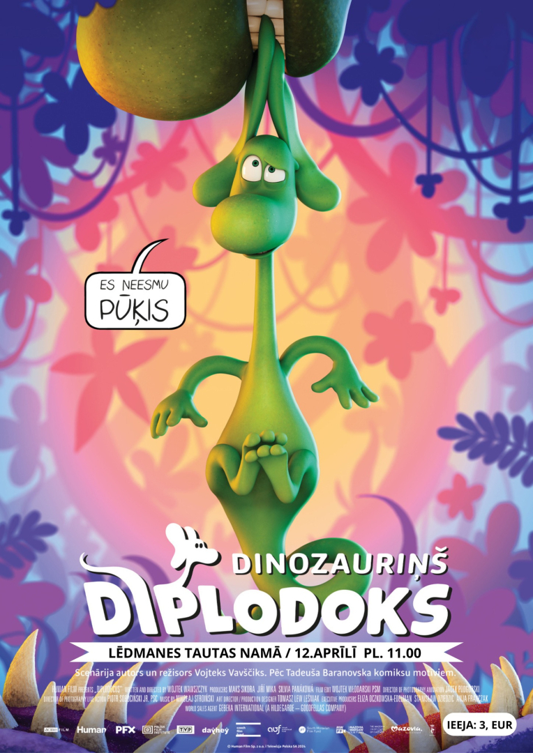 Animācijas filma "Dinozauriņš Diplodoks" 12. aprīlī plkst. 11.00 Lēdmanes tautas namā