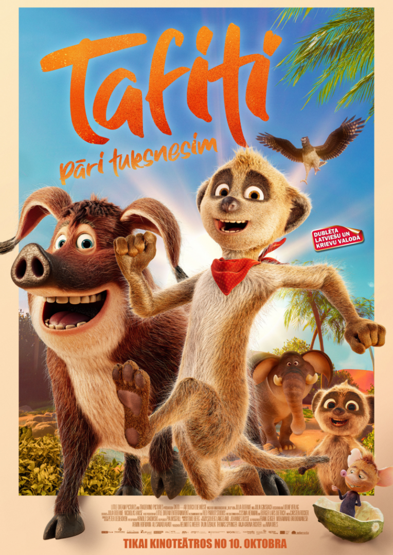 Afiša multfilmai Tafifi - pāri tuksnesim. Attēlā multfilmas varoņi