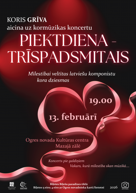 Koris GRĪVA aicina uz kormūzikas koncertu PIEKTDIENA – TRĪSPADSMITAIS