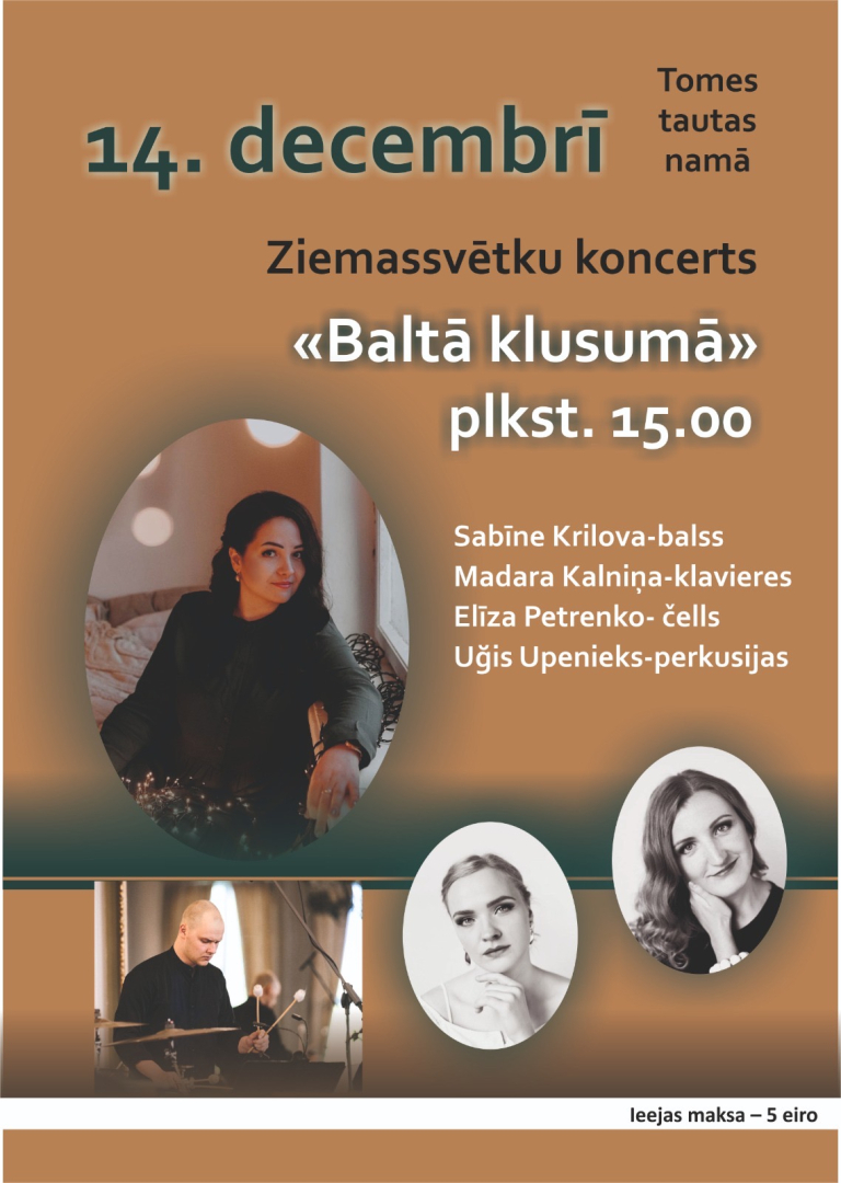 Afiša koncertam Tomē 14.decembrī. Attēlā - izpildītāji