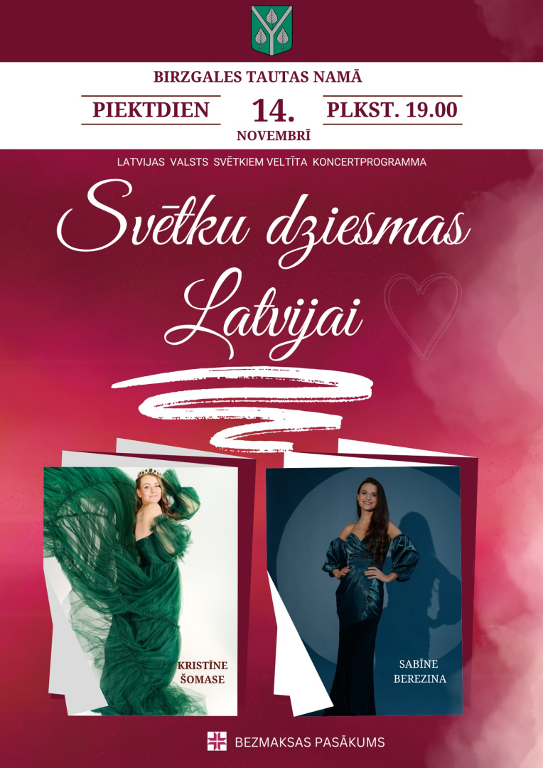 Birzgales Tautas namā piektdien, 14. novembrī, plkst. 19.00 ”Svētku dziesmas Latvijai”