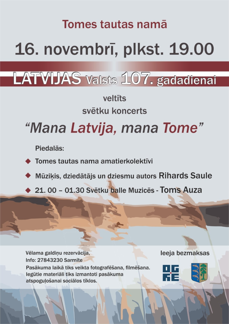 Valsts svētku afiša pasākumam Tomē