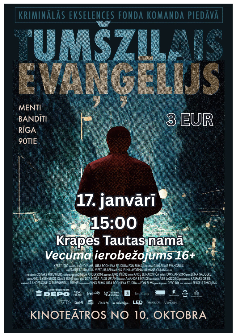 “Tumšzilais Evanģēlijs” 17. janvārī plkst. 15.00 Krapes Tautas namā