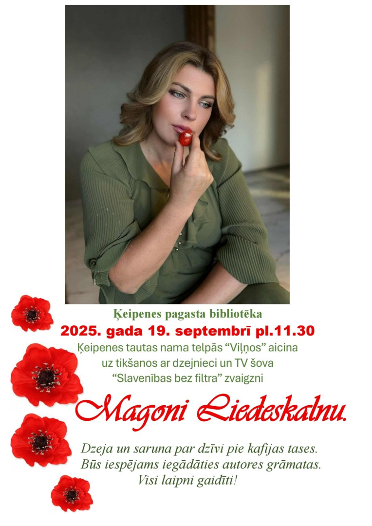Afiša tikšanās ar dzejnieci Magoni Liedeskalnu