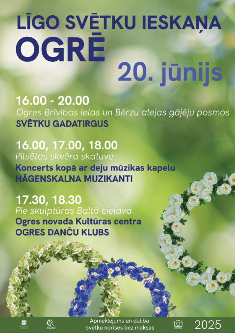 LĪGO IESKAŅA OGRĒ | TIRDZIŅŠ 20.jūnijā no plkst. 16.00 dažādas aktivitātes Brīvības ielas gājēju posmā un Bērzu alejā