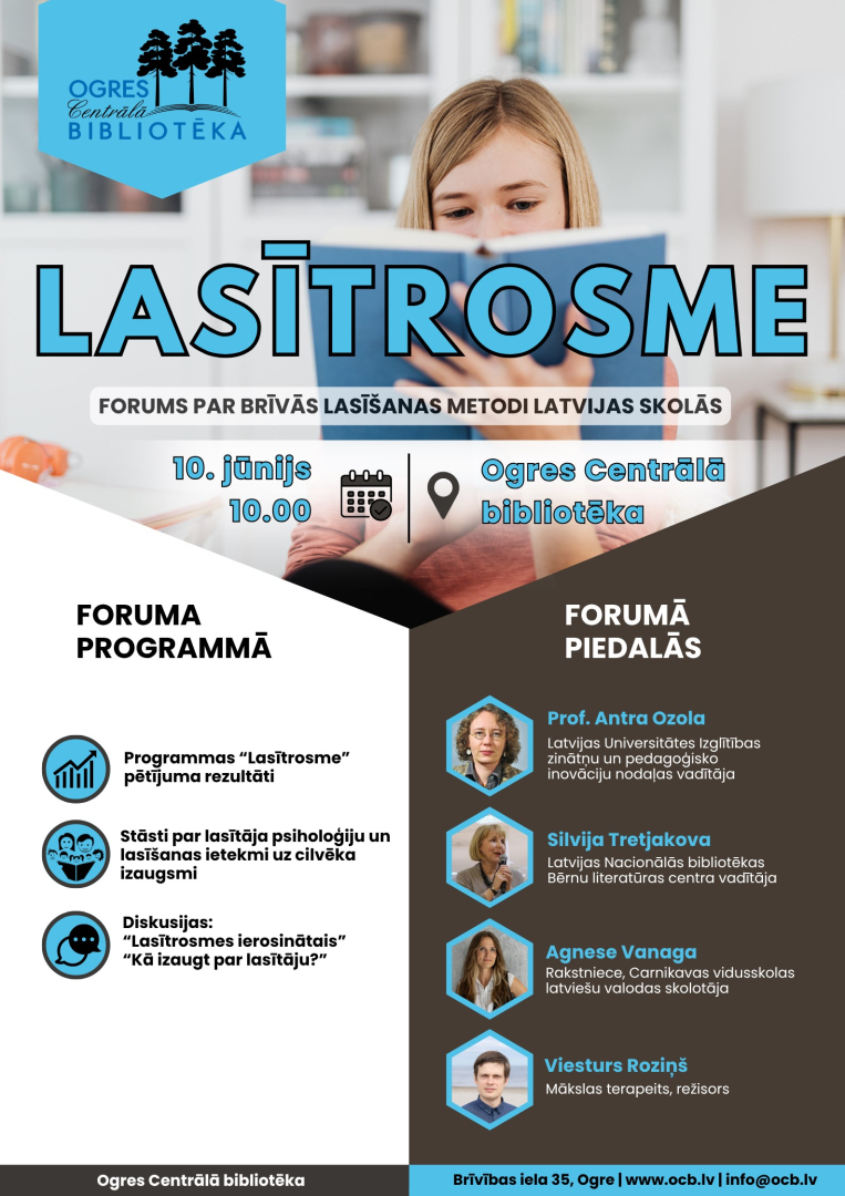 Ogres Centrālajā bibliotēkā 10. jūnijā tiksies bibliotekāri, pedagogi un bērnu lasītprieka entuziasti no visas Latvijas