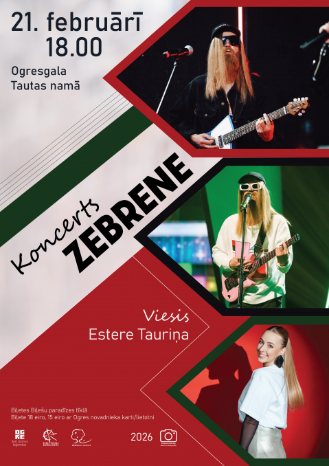 21. februārī plkst. 18.00 Ogresgala Tautas namā koncerts ZEBRENE, viesis Estere Tauriņa