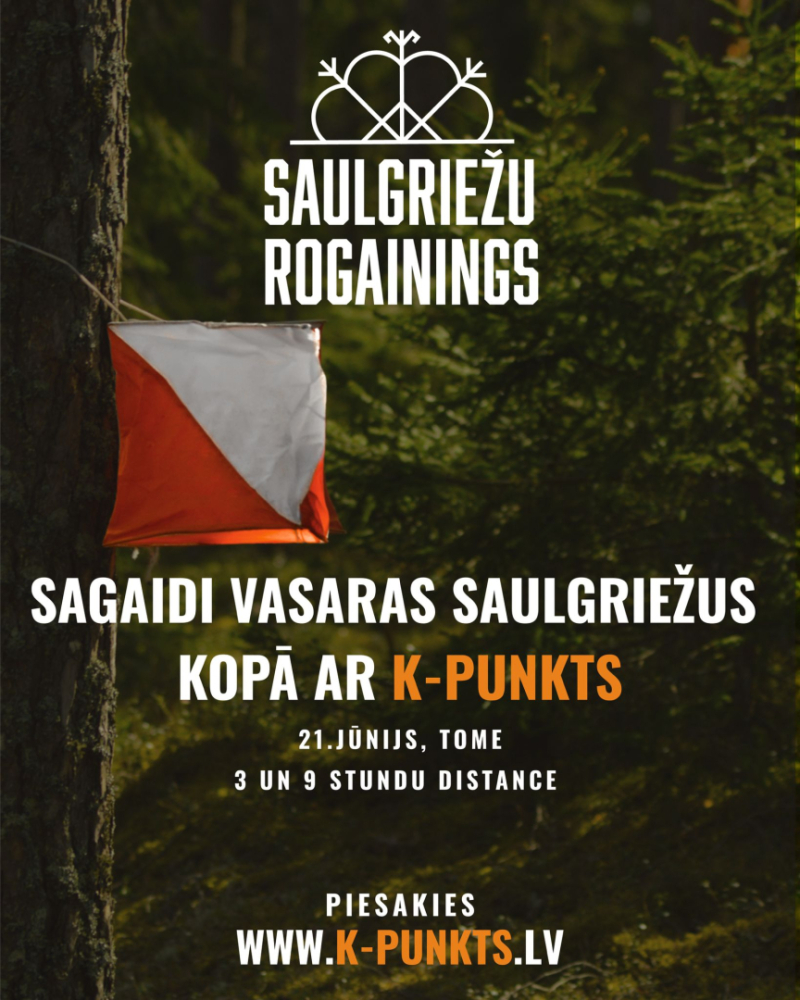 Saulgriežu rogainings Tomē 21. jūnijā. Starts plkst. 19.00