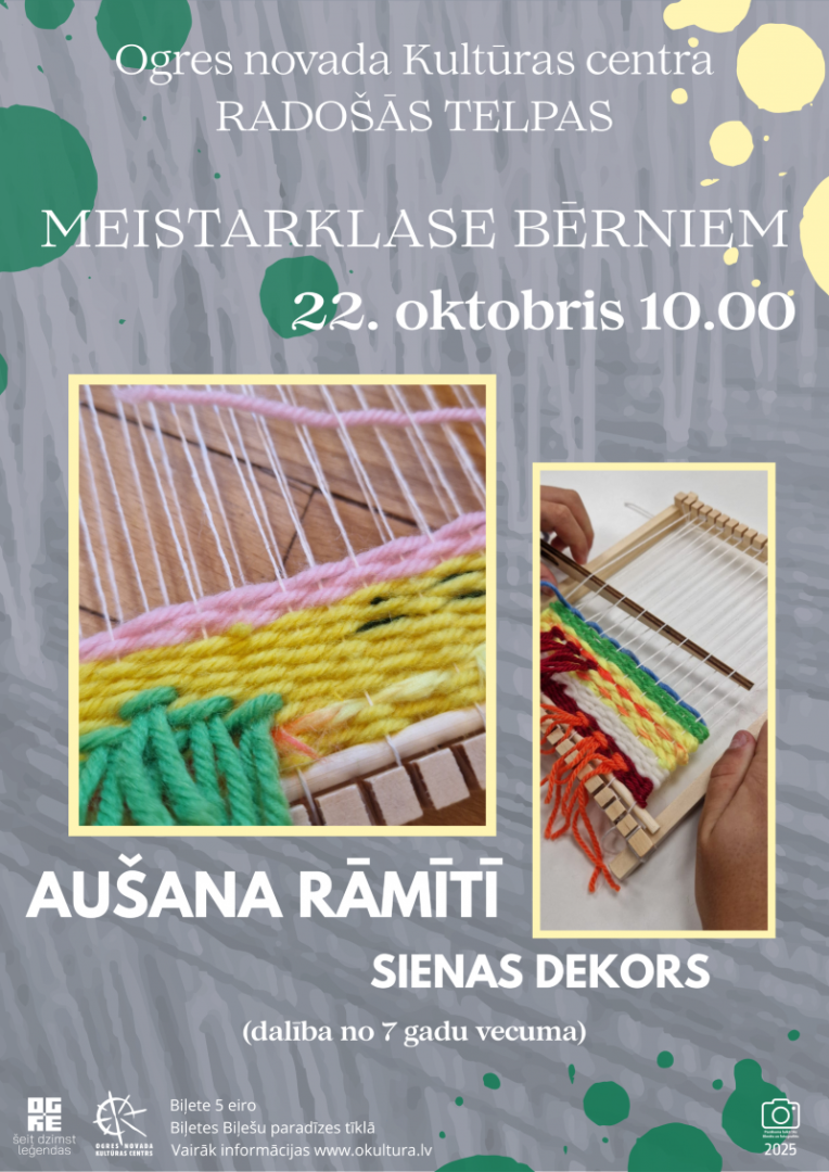 Afiša ar radošiem darbiem uz mazām stellītēm