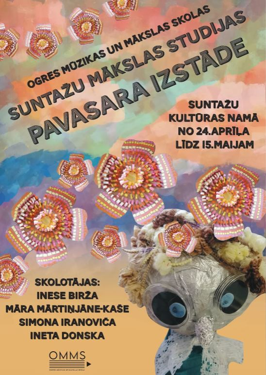 OMMS Suntažu mākslas studijas pavasara izstāde apskatāma Suntažu kultūras namā līdz 15. maijam