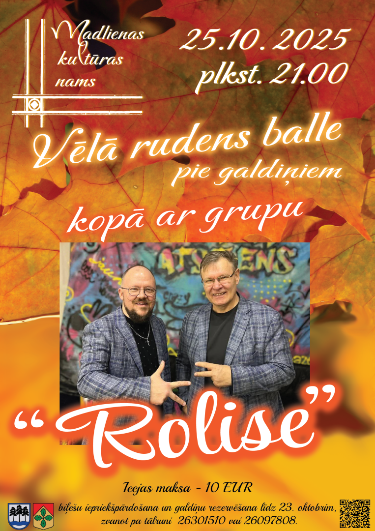 Afiša rudens ballei Madlienā. Attēlā grupas Rolise dalībnieki