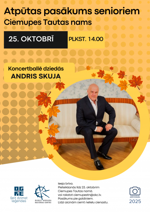 Uz afišas dziedātājs Andris Skuja rudenīgās noskaņās