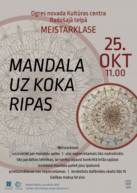 Afiša pasākumam ar zīmētām mandalām