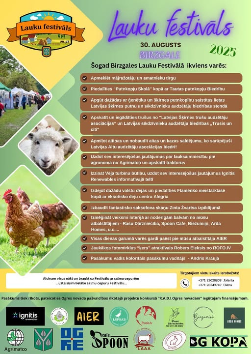 Lauku festivāls 30. augustā Birzgalē