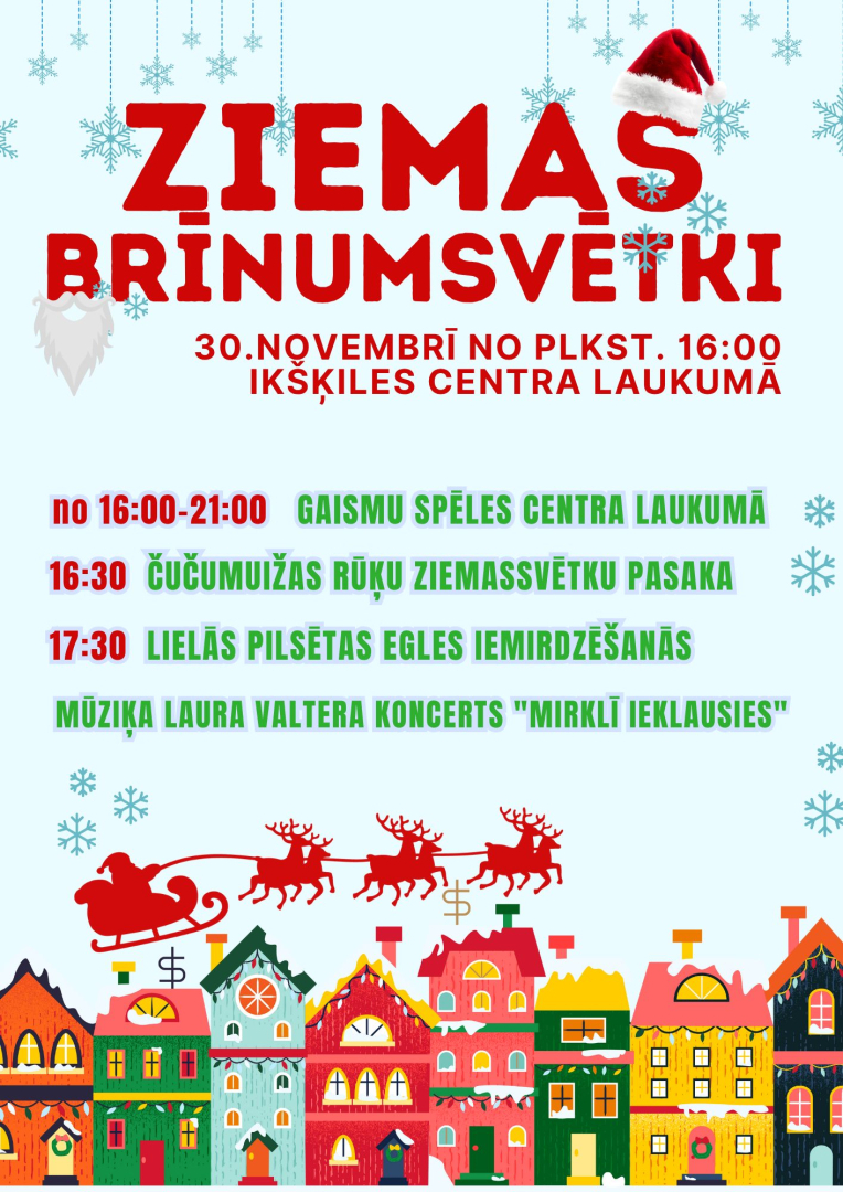 Ziemas Brīnumsvētki 30. novembrī no plkst.16.00 Ikšķiles Centra laukumā 