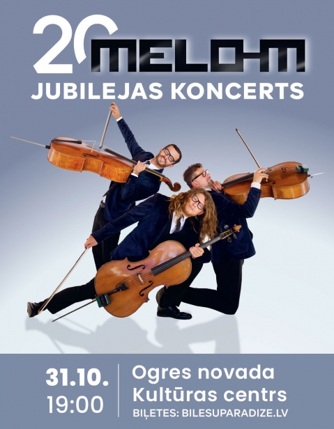 Melo-M jubilejas koncerts Ogrē. Attēlā mūziķi no grupas ar saviem mūzikas instrumentiem