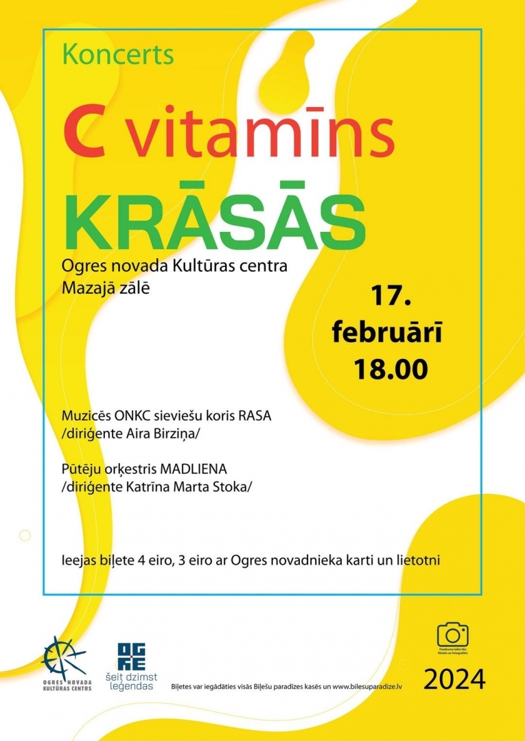 Afiša: "C vitamīns krāsās" Ogres novada Kultūras centra Mazajā zālē 17. februārī 18.00