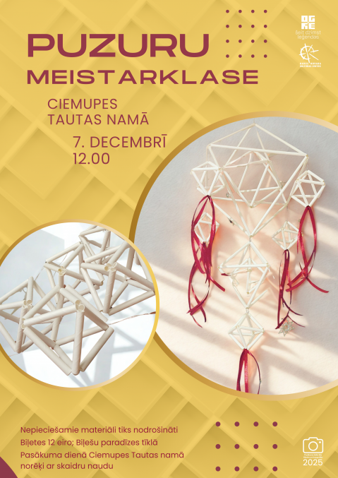 Puzuru meistarklase Ciemupes Tautas namā 7. decembrī plkst. 12.00 