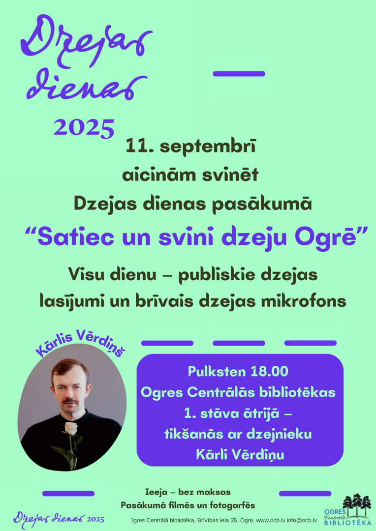 Dzejas dienas Ogres Centrālajā bibliotēkā 11. septembrī
