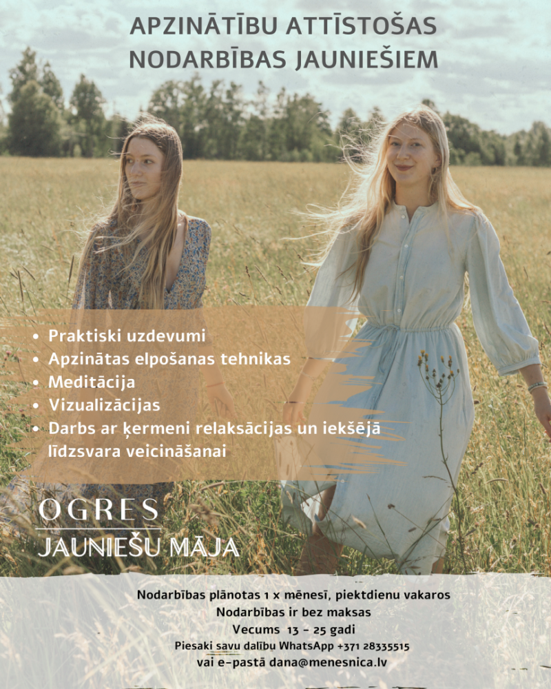 Apzinātību attīstošas nodarbības Ogres Jauniešu mājā
