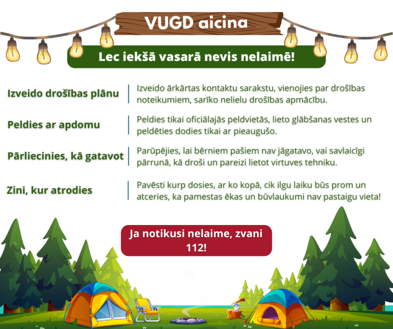 Drošība sākas ar zināšanām un atbildīgu rīcību. VUGD informācija vasarai pieaugušajiem un bērniem