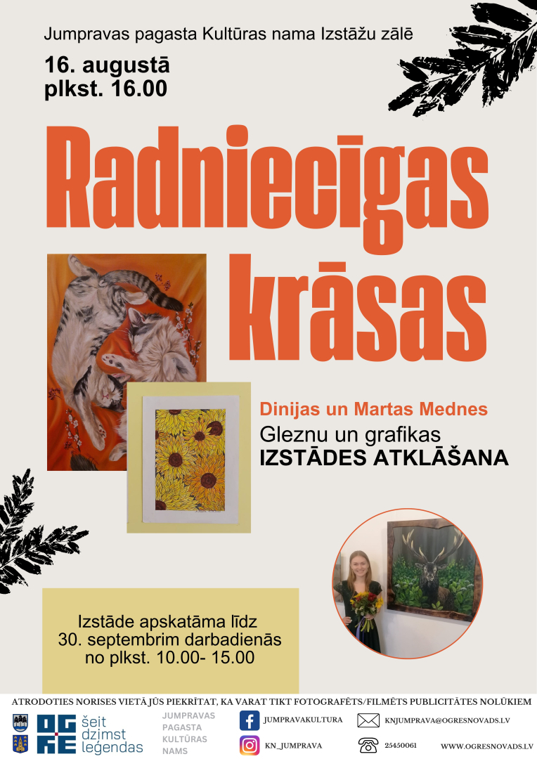  Dinijas un Martas Mednes gleznu un grafikas izstādes “Radniecīgas krāsas”