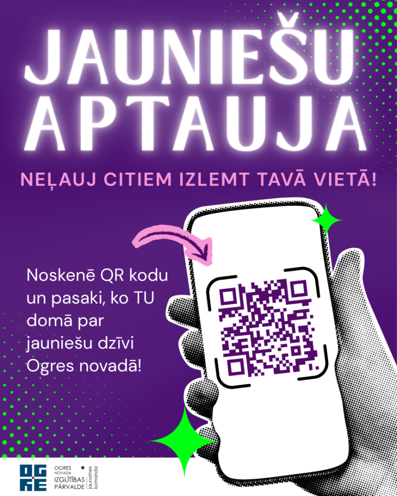 Jauniešu aptauja. Neļauj citiem izlemt tavā vietā! Pasaki, ko tu domā par dzīvi Ogres novadā!