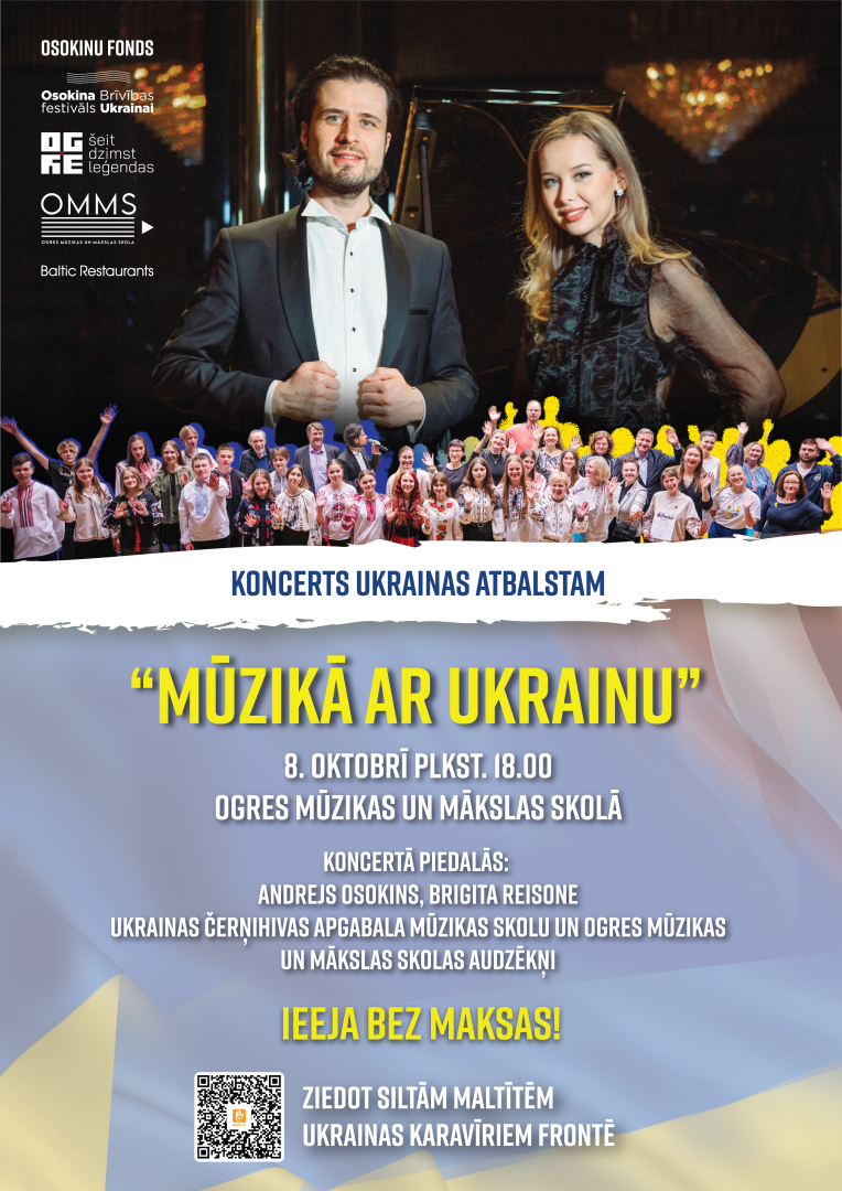 Afiša koncertam Ukrainas atbalstam Ogrē, 8.oktobrī
