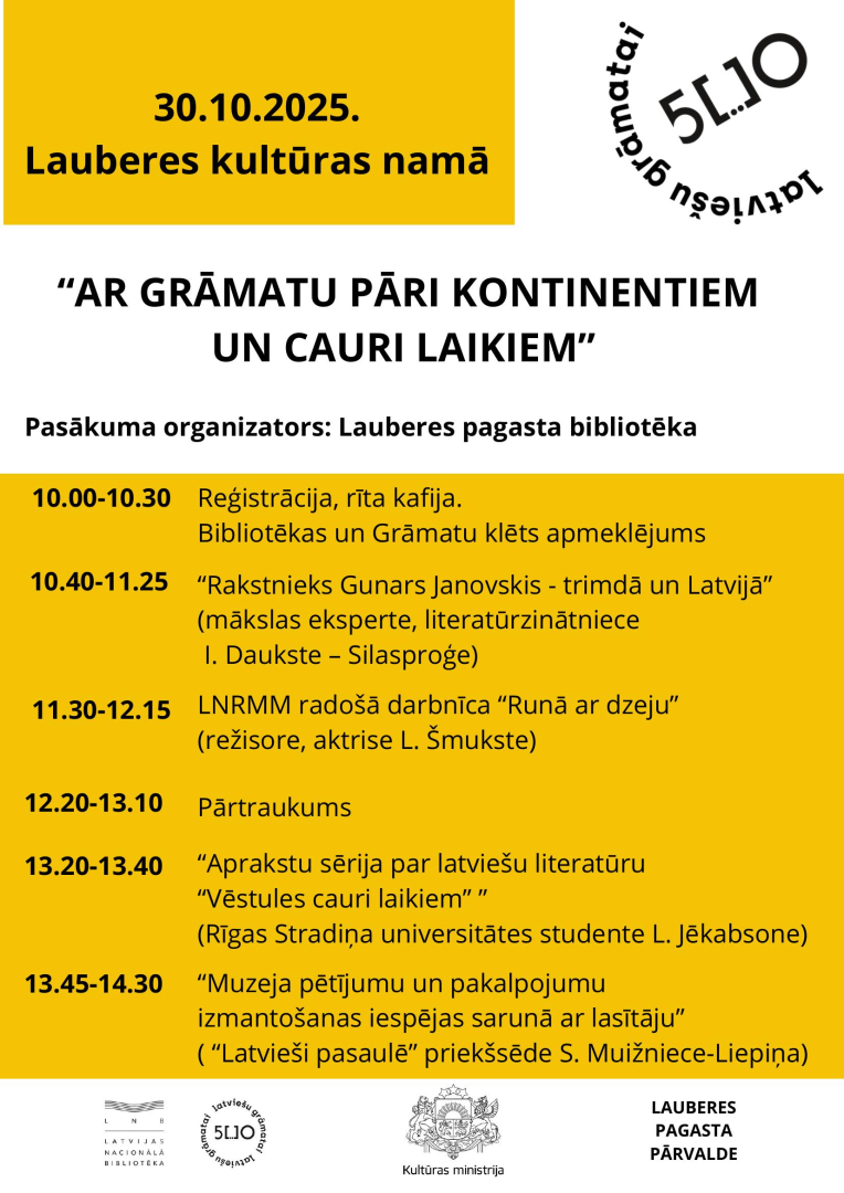 30.10.2025. Lauberes Kultūras namā "Ar Grāmatu pāri kontinentiem un cauri laikiem"