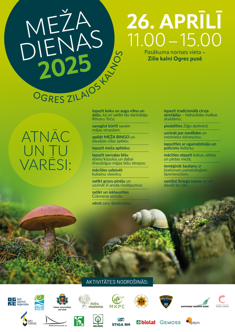 Meža dienas 2025 Ogres Zilajos kalnos 26. aprīlī no plkst. 11.00 līdz 15.00