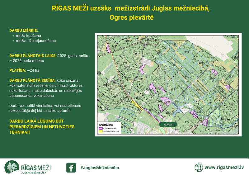 RĪGAS MEŽI uzsāks  mežizstrādi Juglas mežniecībā, Ogres pievārtē