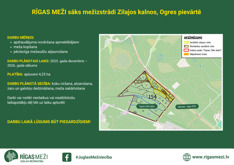 RĪGAS MEŽI sāks mežizstrādi Zilajos kalnos, Ogres pievārtē