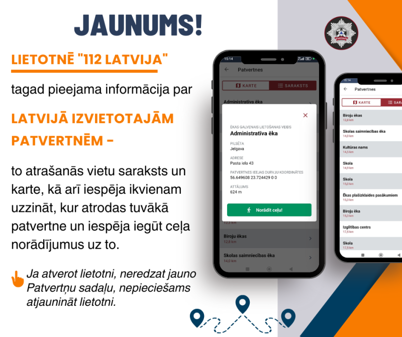 Lietotnē “112 Latvija” tagad pieejama informācija par tuvākajām patvertnēm