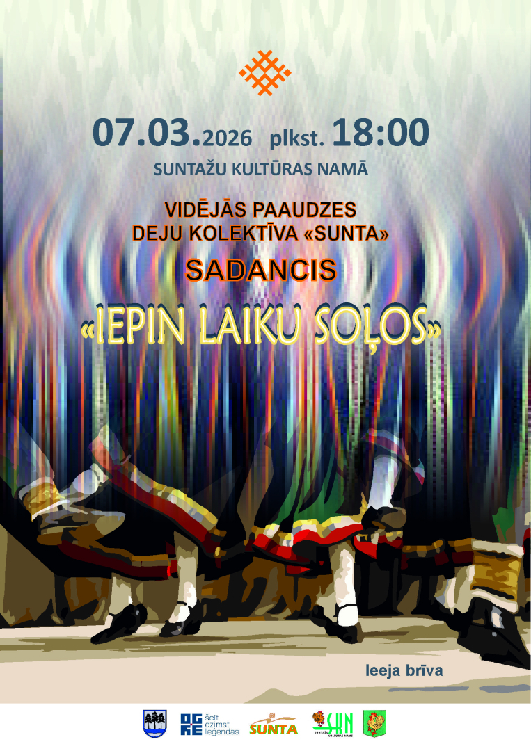 Dejotāju, galvenokārt meitu kājas - melnas kurpes, baltas zeķes un krāsainu brunču malas plīvo dejā.