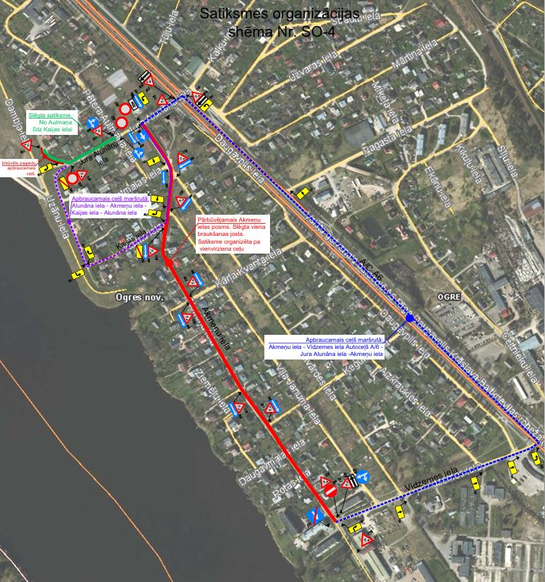 Satiksmes organizācijas shēma Jura Alunāna ielai Ogrē