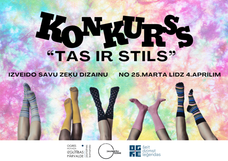 Zeķu dizaina konkurss jauniešiem no 25. marta līdz 4. aprīlim