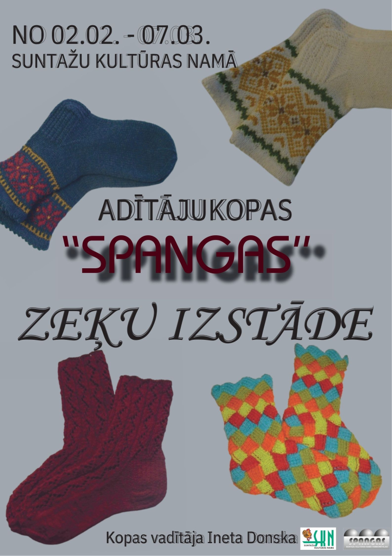 Attēlā četri dažādi adītu rakstainu zeķu pāri