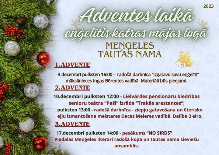 Adventes laiks Meņģelē 12.2023. plakāts