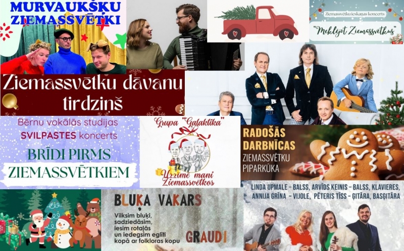Nedēļas nogales notikumu afišu kolāža