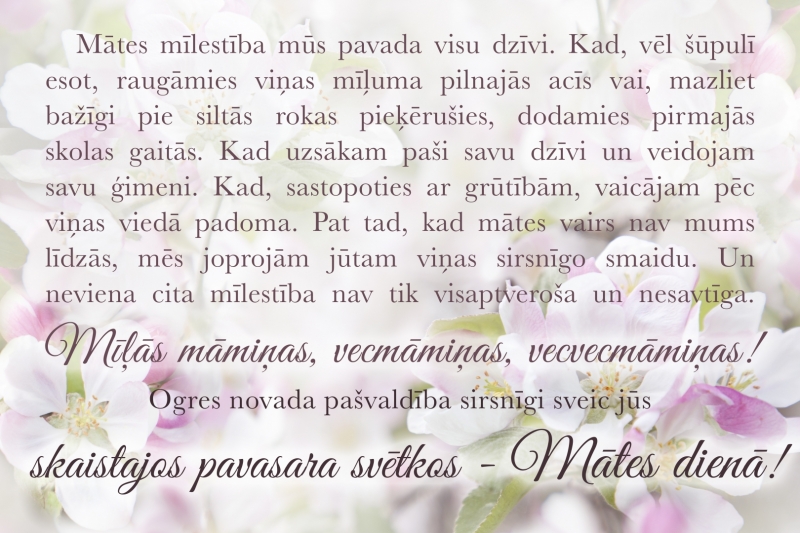 Apsveikums Mātes dienā